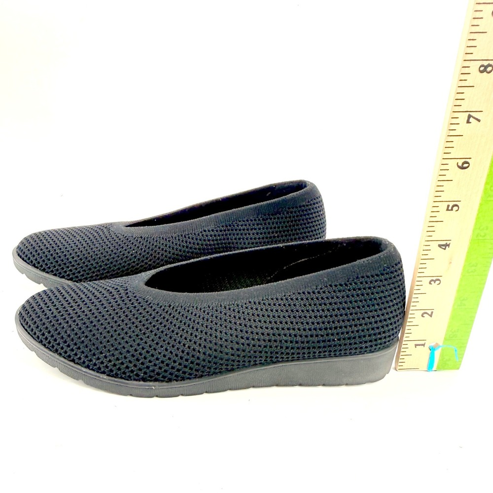 Eileen Fisher Knit Loafers Womens 7.5 Black New Stretch V-Neck Flats Comfort - Picture 6 of 8